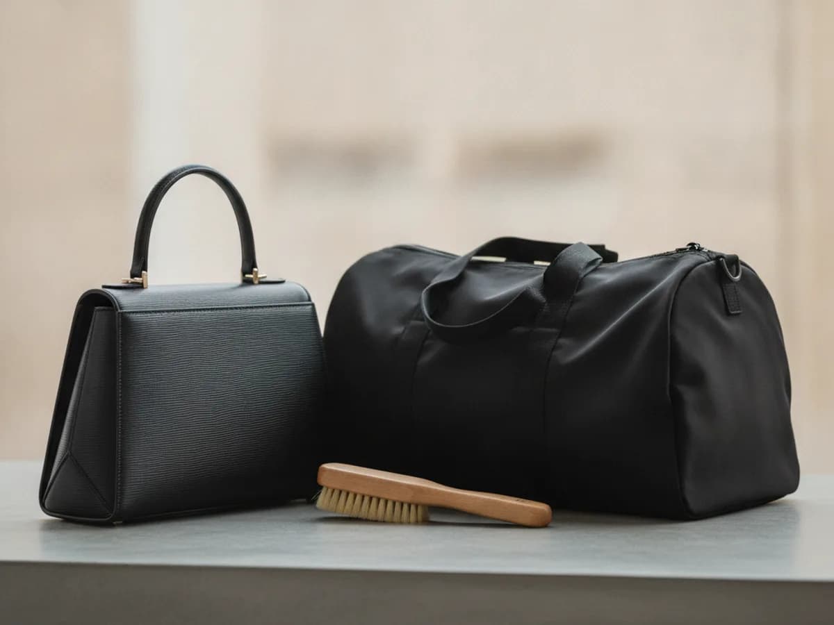 Strukturierte Leder-Handtasche in elegantem Interieur